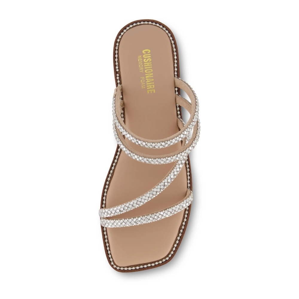 CUSHIONAIRE Varda Womens Size 11M Studded Silver Strappy Sandals Memory Foam NIB